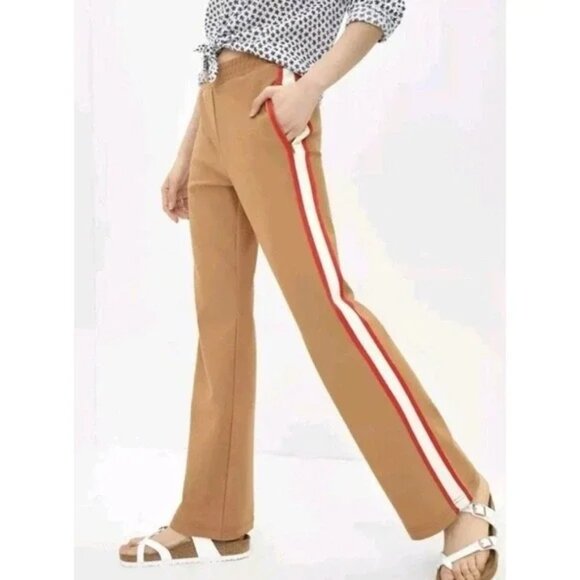 Anthropologie Camel Joggers with Red and White Stripe - Picture 1 of 10